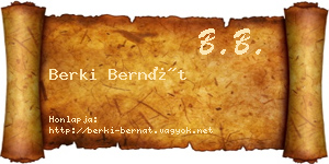 Berki Bernát névjegykártya